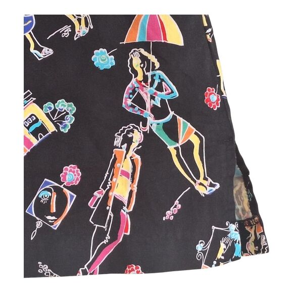 ATTYRE NY Colorful Skort 8P Black with Brite Multi Retro Fun City Ladies Print - Picture 9 of 16